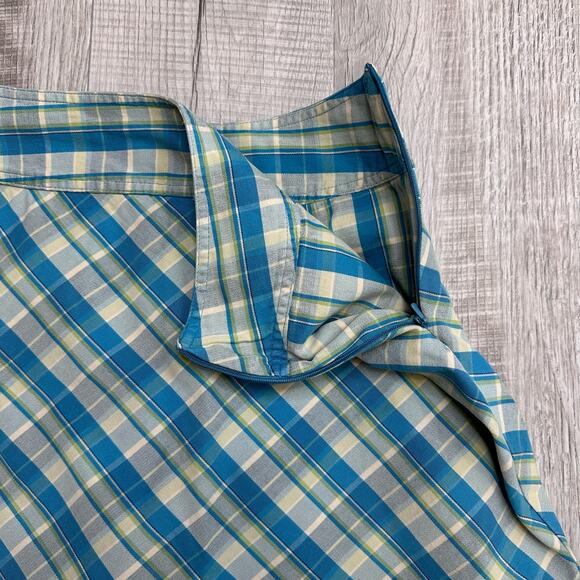St. John's Bay Plaid Skort WMNS 10 Blue/Green/White Skirt/Shorts Side Zip Sporty - Picture 5 of 7